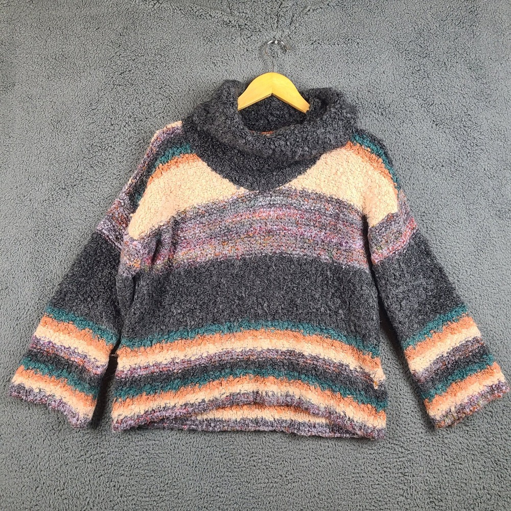 Moth Anthropologie Petite M Mohair Wool Blend Cowl Neck Striped Sweater Italy